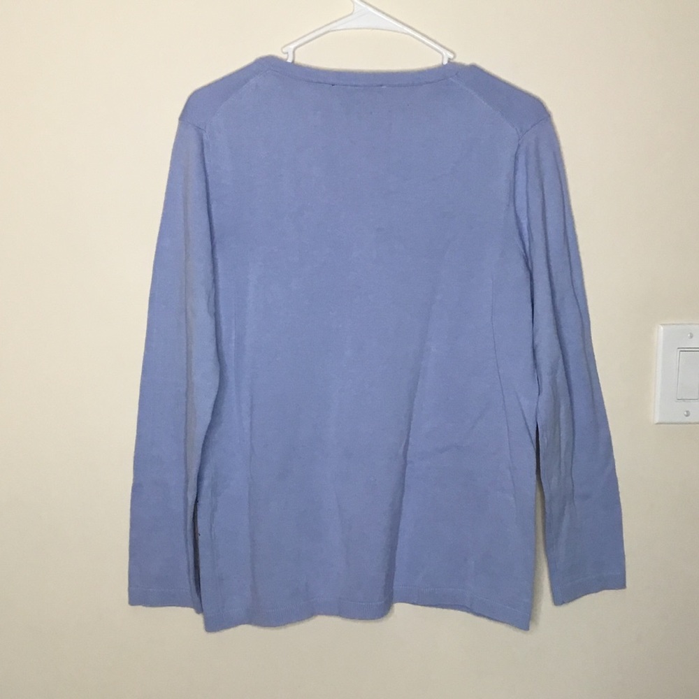 3/$25 DKNY Rhinestone Blue Long Sleeve Sweater L - Picture 2 of 3